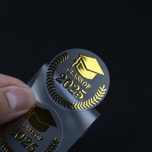 Personalizado impermeable personalizado lámina de oro transparente pegatinas promocional impresión transparente Logo Sticker <span class=keywords><strong>Maker</strong></span> - Product Image 3