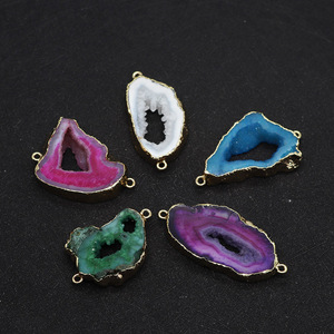 Conectores de Piedras Preciosas en Forma de Geoda |   Colgantes de Piedra Natural Druzy con Borde Dorado para Pulseras y Collares, para la Creación de Joyería - Product Image 4