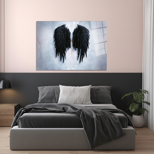 Toile imprimée : Décoration moderne d'ange avec des ailes noires abstraites, ART SUR VERRE TÉRMÉRISÉ - Product Image 3