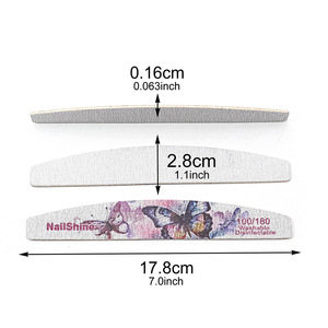 バタフライパターン半月木制ネイルファイル新しい両面薄いリアルエメリーネイルトリミングサンディングストリップ用 - Product Image 4