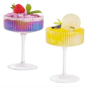 Thủy tinh Sâm banh óng ánh Bộ 2 hộp màu in pha lê thủy tinh Coupe với thân cây ly cocktail