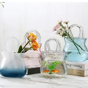 שקית זכוכית אגרטל יצירתי פרח זכוכית אגרטל דגים תרבות עיצוב חדש משרד ביתי מטבח קישוט תיק צורת אגרטל ארנק זכוכית