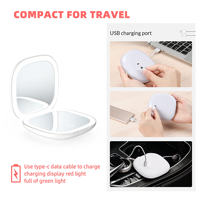 LED intelligente personnalisée miroir de courtoisie compact pour habillage et maquillage petits miroirs rectangle rond à main miroir de courtoisie avec lumières logo