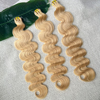 # Lot de 27 mèches de cheveux humains blonds ondulés, Remy, alignées sur les cuticules, vierges, brutes, brésiliennes, pour femmes noires