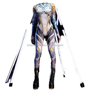 Combinaison de cosplay imprimée numériquement en 3D pour Halloween 2026 - Tenue moulante à manches longues pour <span class=keywords><strong>femme</strong></span> - Product Image 2