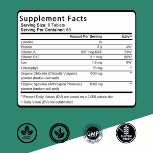 Comprimés de spiruline et de chlorelle biologiques à vente chaude OEM/ODM, 3000 mg, 360 unités, soutien immunitaire, riches en protéines végétales et en chlorophylle - Product Image 2
