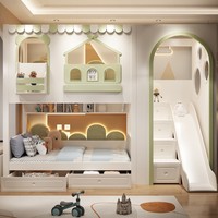Muebles de Dormitorio Infantiles de Diseño Único, Cama Rosa para Niñas, Litera Multifuncional con Tobogán