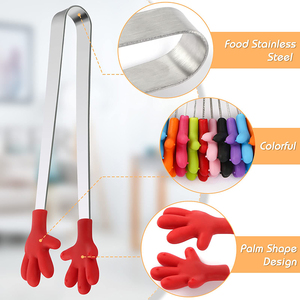 Colorful <strong>Hand</strong> Shape Mini Kid <strong>Tongs</strong> Stainless Steel Serving Food <strong>Tongs</strong> Silicone Mini Food Ice <strong>Tong</strong> Silicone Food Clip - Product Image 2