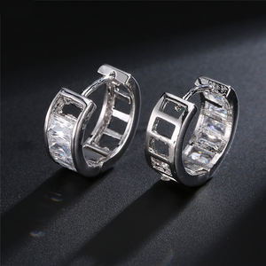RAKOL EP504 <b>silver</b> Hollow Metal Cubic Zirconia Jewelry Crystal Cartilage Decorative Styling Earrings - Product Image 6