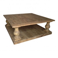 Table basse carrée en bois massif recyclé antique française HL290-120 Hoolnn pour le salon