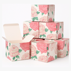 Paper Gift Folding <strong>Boxes</strong> Cube Box for Presents Pink and Rose Party Favor Packaging <strong>Boxes</strong> Custom <strong>4x4x4</strong> Inches for Small Business - Product Image 1