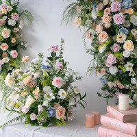 Décor mural de fleurs artificielles vertes pour mariage, vente en gros, conception personnalisée, décoration événementielle, fournisseur d'usine, commande en gros