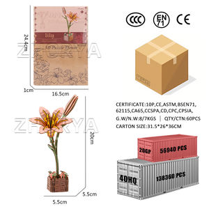 Zhorya 71 pièces Kit de fleurs <span class=keywords><strong>en</strong></span> <span class=keywords><strong>bois</strong></span> lys rose bricolage ensemble de construction de fleurs artificielles Kit d'artisanat Puzzles <span class=keywords><strong>3D</strong></span> - Product Image 6