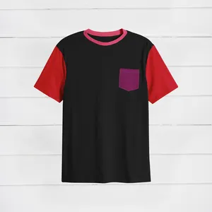 Colourblock Multicolored Pocket Short Sleeve Cotton Crew Neck Plus Size Men's Custom Fashion T-Shirts