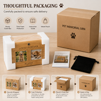 Boîte commémorative écologique en bambou pour animaux de compagnie, double affichage d'images, porte-cendres pour chiot ou chaton, cercueil souvenir personnalisable
