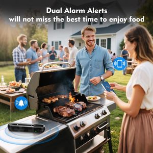 Aurasky Wireless <strong>Meat</strong> Thermometer for Ceramic <strong>Probe</strong> 500FT Range Dual Alarm High Accuracy App Companion Waterproof Grilling - Product Image 6