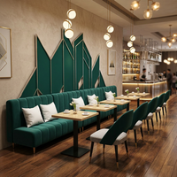 Ensemble de canapés et tables de restaurant commerciaux sur mesure en cuir PU et velours, mobilier moderne pour café et hôtel avec base en métal