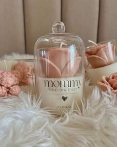 LANJO Handmade Peony Scented Soy Candle in <b>Glass</b> Cloche Golden <b>Bell</b> <b>Jar</b> Floral Aromatherapy Candle for Home Decor Holiday Gift - Product Image 5