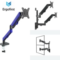 Support d'écran ergonomique Ergofirst, réglable, à bras unique, en métal noir, pour bureau et domicile, inclinaison à 90 degrés, 32 pouces, charge maximale 10 kg