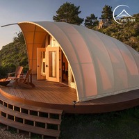 Tente de luxe en forme de coquille avec membrane PVDF, hôtel avec salle de bain pour les centres de villégiature, glamping de luxe, domos