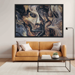 Abstract Gold Alcohol Ink Wall Art: Printed Canvas Artwork,<b>BLACK</b> <b>FRAMED</b> CANVAS - Product Image 3