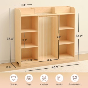 Jouets en peluche Montessori pour bébé, animaux de la jungle, bacs de rangement, étagère, organisateur de placard, armoire, ensemble de meubles pour chambre d'enfant - Product Image 3