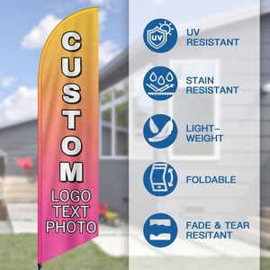 Drapeaux publicitaires personnalisés - Utilisation extérieure pour entreprises, double face, texte et logo personnalisés, signalisation ouverte (1,6x6,6 pieds) - Product Image 4