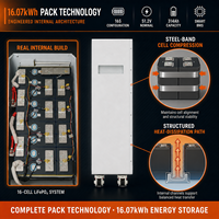 Batterie LiFePO4 16,08 kWh 48 V 314 Ah avec BMS Jikong à équilibrage actif, écran LCD 3,5 pouces, CAN RS232 pour système hors réseau