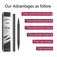 Stylo à sourcils liquide double embout 0,01 mm, pointe à 2 fourches, waterproof, micro-stylo tatouage pour sourcils, 5 couleurs, longue tenue
