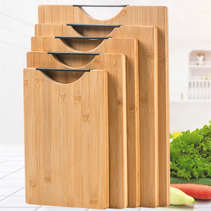 Custom logo wholesale Kitchen Large Bamboo wooden chopping board organic bamboo wood cutting Borad set with handle