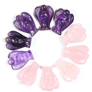 15x20มม. หินกระเป๋าขนาดเล็กรักษางานฝีมือแกะสลักรูปปั้นนางฟ้าคริสตัลผู้พิทักษ์กุหลาบควอตซ์แอเมทิสต์เทวดาของขวัญตกแต่ง - Product Image 1