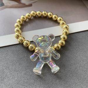 LS-C5045 Braccialetto con Orsetto Carino per Donne, Regalo Colorato, Bracciali Cartoon per Vacanze, Braccialetto con Perline Placcato Oro, Design di Alta Qualità - Product Image 4