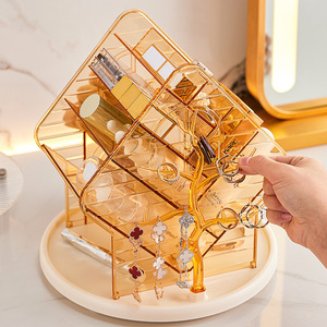 Boîte de rangement transparente multifonctionnelle pour cosmétiques et rouge à lèvres, solution d'organisation rotative pour la maison, y compris des cotons-tiges - Product Image 4