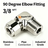 Raccord coudé à double ferrule à compression en acier inoxydable 316, 3/8" DE x 3/8" NPT femelle, 90°, pour tubes