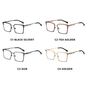 87336 Montures de lunettes optiques rectangulaires en métal pour hommes, protection anti-lumière bleue, largeur de monture moyenne, verres AC, pont nasal standard - Product Image 5
