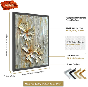 Peinture murale numérique moderne de <span class=keywords><strong>fleurs</strong></span>, impression sur toile verticale brillante en cristal, tableau <span class=keywords><strong>botanique</strong></span>, affiche Art Déco - Product Image 3