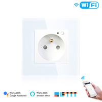 Prise murale intelligente WiFi panneau de verre Smart Life/Tuya APP télécommande, fonctionne avec Echo Alexa Google Home EU FR UK