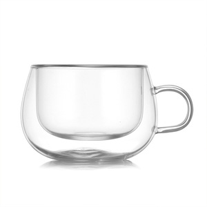 Logo personalizzato doppia parete tazza di <span class=keywords><strong>vetro</strong></span> isolato calore tazza di <span class=keywords><strong>caffè</strong></span> trasparente tazza di <span class=keywords><strong>vetro</strong></span> con manico - Product Image 4