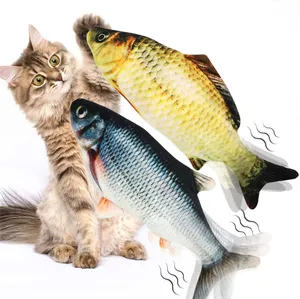 Fish Cat Pet Usb Robo Game Robot Stick Happy Guppy Teaser Catnip Feeder Moving Dancing Toys For Feathers Electric Plush