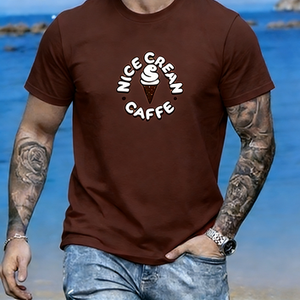Nice Cream <span class=keywords><strong>Caffe</strong></span> T-shirt graphique pour homme, motif cône de dessert d'été, en <span class=keywords><strong>coton</strong></span>, à manches courtes, décontracté - Product Image 4
