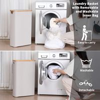 Panier à linge pliable et fin de 60 L, personnalisable en usine, avec couvercle et poignées en bambou, pour vêtements, jouets et serviettes
