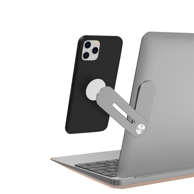 Foldable Side Mount Clip on Magnetic Stand for Smartphone PC Desktop Adjustable Aluminum Alloy Cellphone Holder Portable IPhones