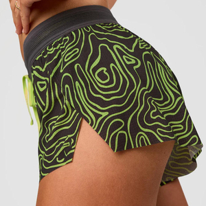 Shorts de course légers pour femmes avec logo personnalisé imprimé, respirants, à cordon de serrage, ourlet fendu, bords bruts, pour l'été, la gym, le sport et le marathon - Product Image 2