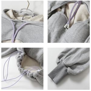 TKAN566D Survêtement décontracté personnalisé pour femme, coupe oversize, à capuche, uni, manches régulières, 100% coton, avec cordon de serrage classique - Product Image 3