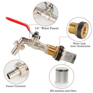 Garden Brass Fitting with Filtre 1/2" IBC Water Tank <b>Tap</b> Garden Hose Thread Faucet IBC Tank <b>Valve</b> Hose Connector - Product Image 4