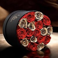 17 Roses éternelles dorées artisanales en boîte - Fleurs de remise de diplôme longue durée (3-5 ans) - Écologiques - NOUVELLES ARRIVÉES