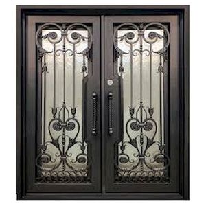 Puerta de Hierro Forjado de Alta Gama con Diseño de Apertura Personalizada Prima, Vidrio y Cabeza de Puerta Curva con Acabado Galvanizado - Product Image 3