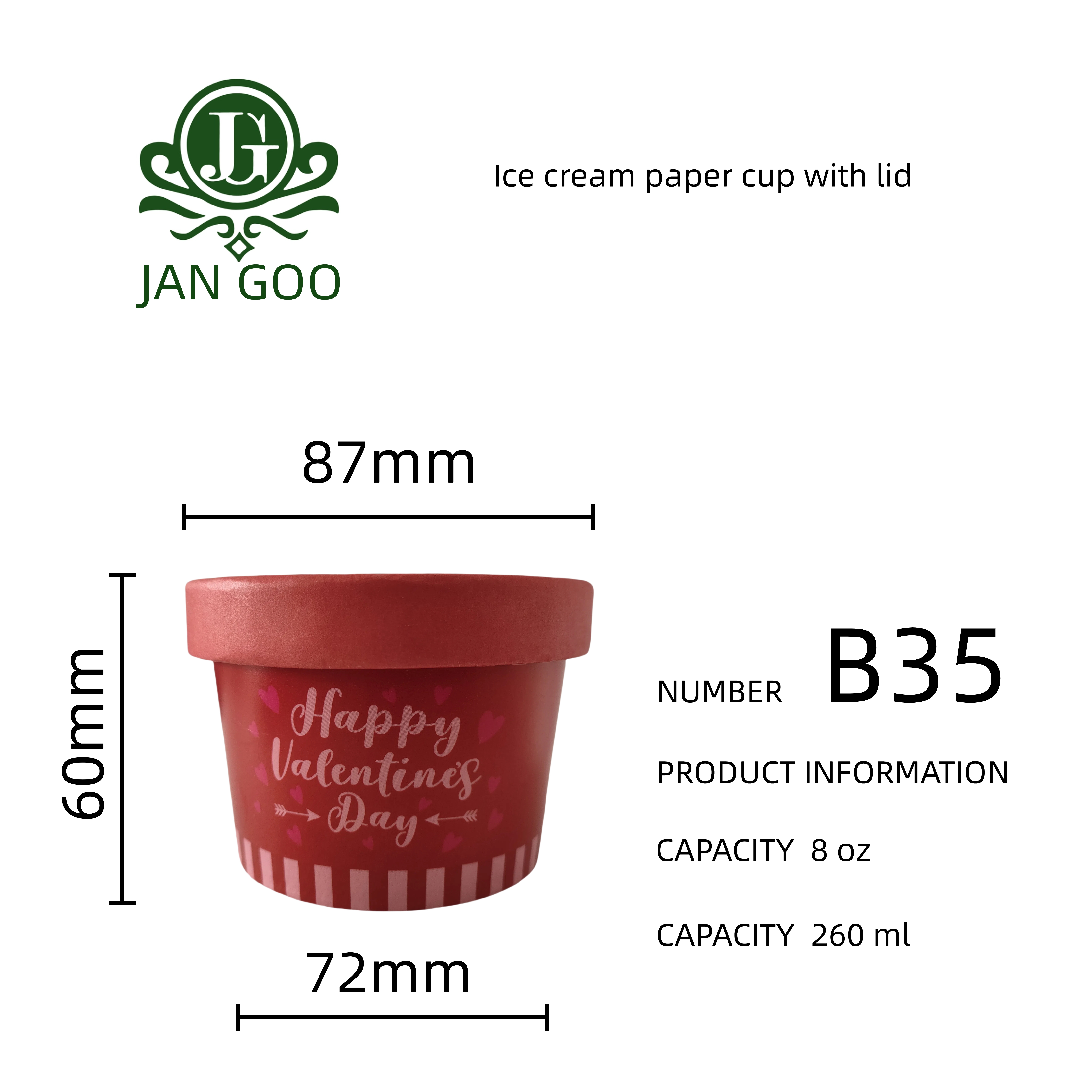 Vaso de helado de 260 ml personalizado