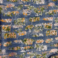 Tissu en jean brodé de sequins à motif animalier, vente en gros d'usine, jean brodé personnalisé pour vêtements et robes
