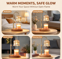 Lampe chauffe-bougie avec minuterie : Réglable en hauteur, intensité variable, chauffe-bougie réglable - Forme de fleur